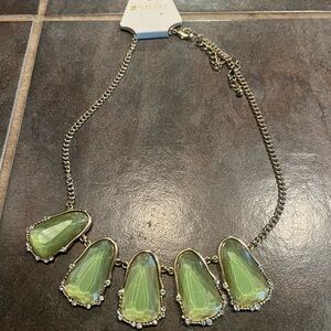Gold and Peridot Green Statement Necklace- NWT